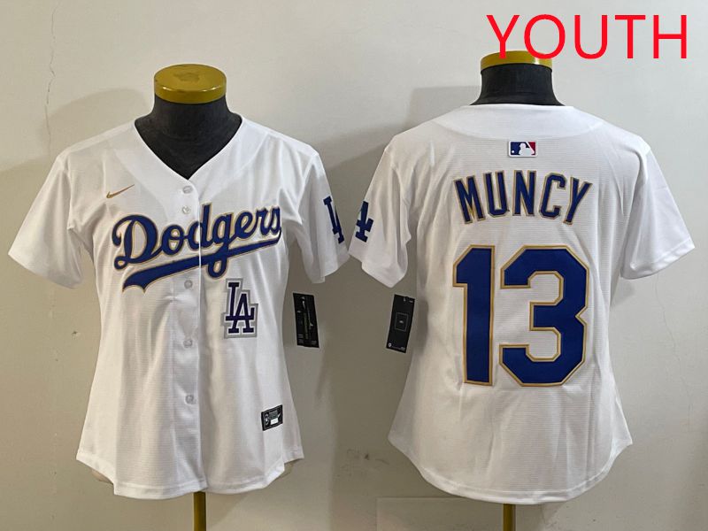 Youth Los Angeles Dodgers 13 Muncy White Gold Game 2025 Nike MLB Jersey style 11